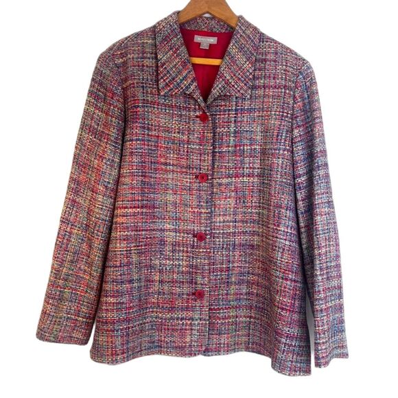 Nordstrom Jackets & Blazers - Nordstrom Colorful Tweed 100% Silk Blazer Jacket Lightweight Bold Maximal Sz XL